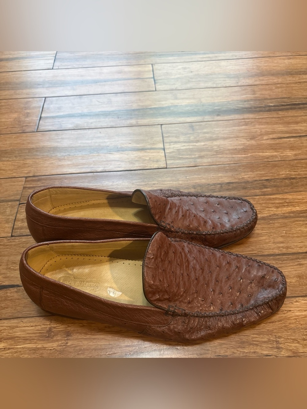 Luca Di Marco Genuine Ostrich Men’s Loafers  Size 13 Brown Made In Mexico